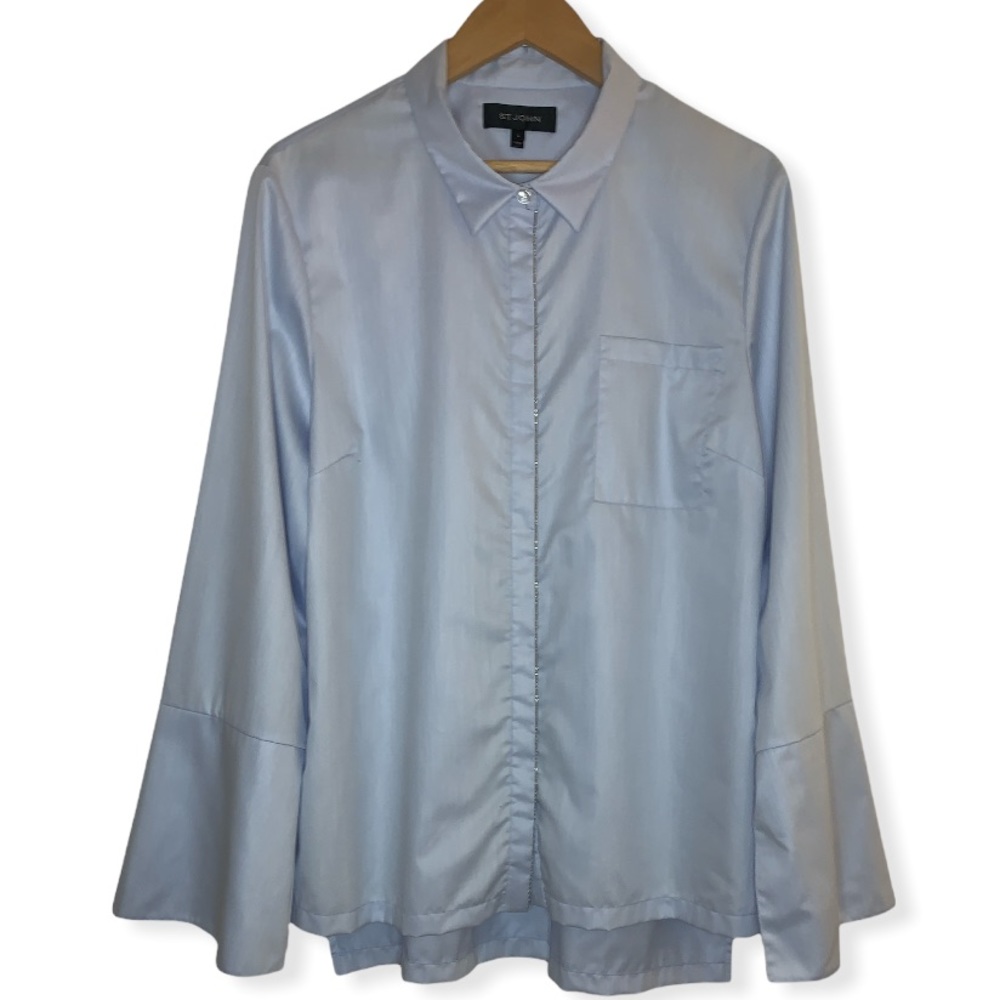 St. John Women’s Button-Down twisted cuff With silver trim detail.